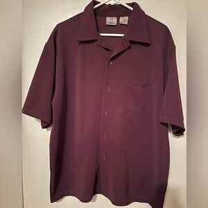 City Streets Burgundy Casual Button Down Shirt